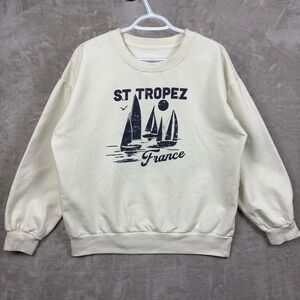 C&C California Sweatshirt Women's L St Tropez Sailboat Graphic Cream Nautical